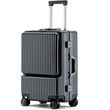 Imagem de Nova bagagem de cabine de alumínio com abertura frontal, caixa universal de bloqueio de roda, mala de viagem de negócios, bagagem de cabine