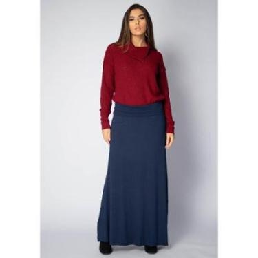 Imagem de Saia Longa Malha SAZ Azul Marinho - Único-Feminino