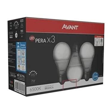 Imagem de Kit Lâmpada Pera LED, 3 unidades, 7W, Luz branca 6500K, soquete E27, Bivolt, Avant