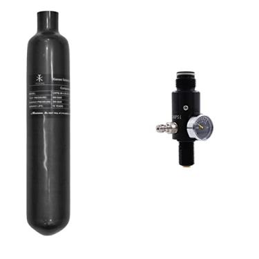 Imagem de Tanque de paintball PCP de fibra de carbono TUXING 0,58 L 4500psi cilindro composto aprovado por CE com regulador de válvula de paintball pressão de saída: 1800psi-M18 * 1,5 tanque de ar pcp