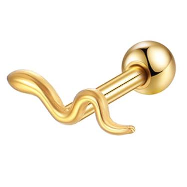 Imagem de LOMISS PIERCING HELIX CONCH PIERCING MINIBARBELL AÇO CIRÚRGICO PVD COBRA 1,2X6/8 (Dourado, 1,2X8)