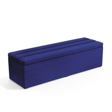 Imagem de Calçadeira Baú Ursa 160 para Cama Queen A-019 Couro Azul Aradecor, Azu