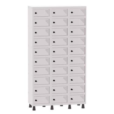 Imagem de Armário Porta Objetos de Aço 3 Vãos 30 Portas Pitão Pandin 1,90 m Bran