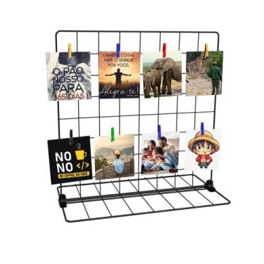 Imagem de Memory Board de Mesa Painel de Fotos de Tela Aramada 40x40 Preto com P