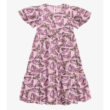 Imagem de Vestido Midi Infantil Borboletas Trick Nick Rosa, 6, Rosa