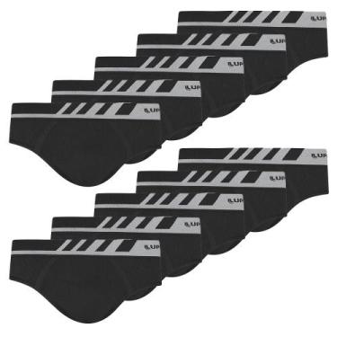 Imagem de Kit  10 Cueca Slip Lupo Microfibra Sem Costura 691 original , Preto, G