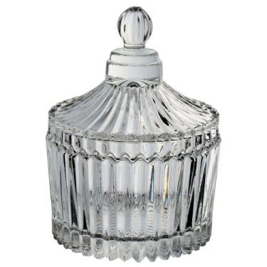Imagem de POTICHE BOMBONIERE VASO DECORATIVO REDONDO HOME&CO COM TAMPA VIDRO 9x6