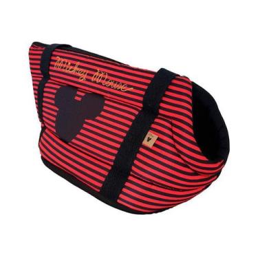 Imagem de Bolsa de Transporte Fábrica Pet Mickey Listra Preta para Cães e Gatos 