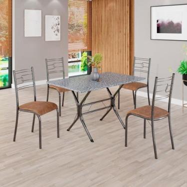 Imagem de Conjunto Sala de Jantar Mesa Retangular 100x60cm Tampo Granito Ocre 4 