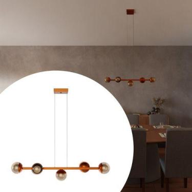 Imagem de Pendente Lustre Luminária de Teto Jabuticaba Com 5 Globos Vidro 10cm -