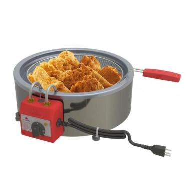 Imagem de Tacho Fritador Elétrico 7 Litros Aço Inox Escovado 1 Cesto Médio 127v 
