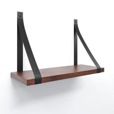 Imagem de Prateleira em MDF Castanho 30x15cm com Alça - Lubrano, Preto