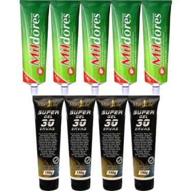 Imagem de Kit 5 Creme Para Massagem Mil Dores 100g + 4 Super Gel 30 Ervas 150g -