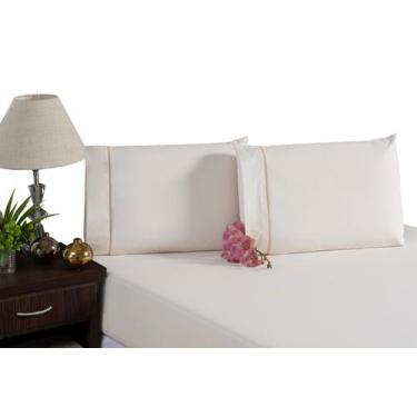 Imagem de Jogo De Cama Casal 100% Algodão Percal 180 Fios - Cecília Casa, Palha