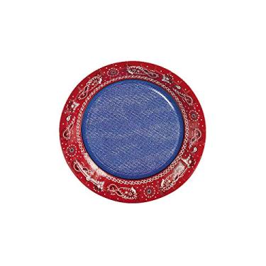 Imagem de Prato de sobremesa de papel bandana Oriental Trading 8 peças, vermelho