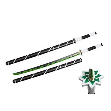 Imagem de KinStore Espadas de anime cosplay de 78 cm, espada Samurai Tengen Uzui de espuma de fantasia, espada Tanjiro Demônio Katana Blade Sword para Halloween versão curta (Shinazagawa Sanemi)