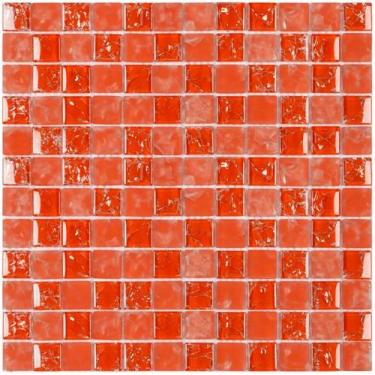 Imagem de PASTILHA DE VIDRO CRAQUELADA IC09 - ICE LARANJA 30x30cm - GLASS MOSAIC