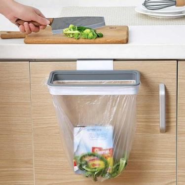 Imagem de Lixeira De Cozinha Porta prática - TF Solados, Branco e cinza