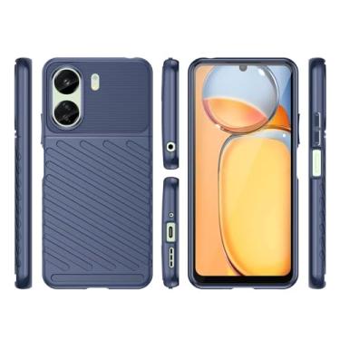 Imagem de HTXWXJC Capa de telefone para Redmi 13C, capa Xiaomi Poco C65, capa Xiaomi Poco M6 5G, capa à prova de choque, capas protetoras de TPU antiarranhões, capa de grau militar para Xiaomi Redmi 13C azul