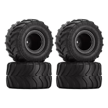 Imagem de INJORA Monster Truck Wheel Rim Tires Set Black Tires for 1/24 RC Crawler Car Axial SCX24 Bronco Gladiator C10 JLU Deadbolt B17 FMS FCX24,70*38mm,MT1012