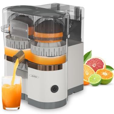 Imagem de Sunvivi Espremedor de frutas cítricas elétrico de cabeça dupla, máquina de suco recarregável com carregamento USB e escova de limpeza, espremedor de limão portátil para laranja fresca, limão, limão,