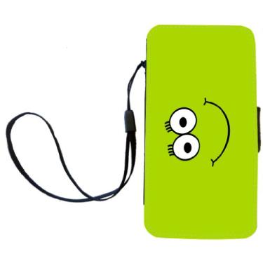 Imagem de Rikki Knight Capa tipo carteira com aba magnética e rosto sorridente verde para Apple iPhone 4 e 4s