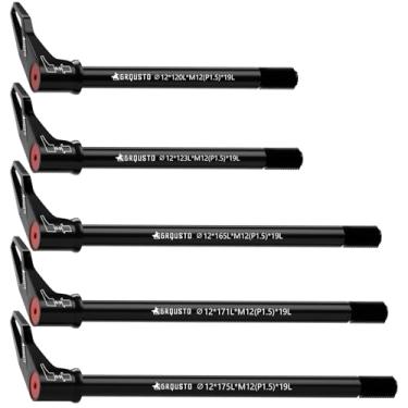 Imagem de GRQUSTO Eixo de rosca de 1,5 mm dianteiro traseiro liberação rápida através de eixos para garfos de suspensão de bicicleta, garfos rígidos e estrutura traseira de bicicleta, alça giratória livre Eixo