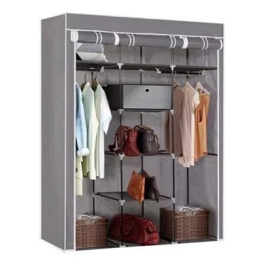 Imagem de Guarda Roupa Portátil Cinza (BS105) - Vari Tudo