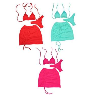 Imagem de Kit 3 Biquíni Com Saia peças Brilhante Premium - Praia - Betanqur, Ver