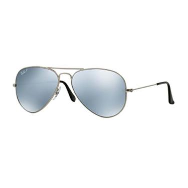 Imagem de Ray-Ban RB3025 Aviator Óculos de sol unissex grande de metal polarizado (armação prata fosco/lente polarizada espelhada prateada 019/W3, 58)