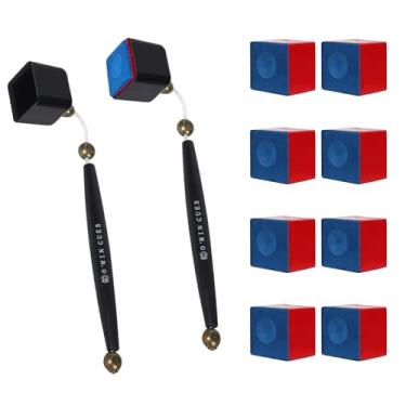 Imagem de Vefungyan Suporte de giz para piscina de bilhar: 2 em 1 suporte de giz para taco de bilhar ferramenta de preparação com 8 peças de giz para tacos de bilhar (preto)