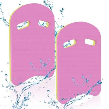 Imagem de Pacote com 2 pranchas de natação, auxílio de treinamento de natação para crianças e adultos, kickboard para crianças, auxílio de treinamento de natação para adultos com alças, flutuador ajustável para