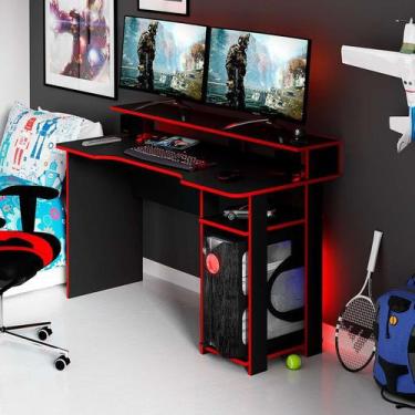 Imagem de Mesa Gamer Cyber Preta e Vermelha - Modern