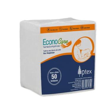 Imagem de Toalhas para Banho no Leito Econocare Toalhas Eco Higiênicas pacote com 50 unidades 30cmx30cm