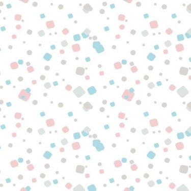 Imagem de Papel de Parede Quadrados Azul Cinza e Rosa 2,70x0,57m - Quartinhos