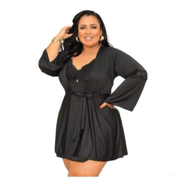 Imagem de Roby Plus Size- Robe Luxuoso- Manga Flare - Ousadia Lingerie e Moda Pr