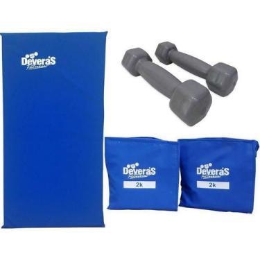 Imagem de kit halteres peso 1 kg par caneleiras de peso 2 kg peso academia e col