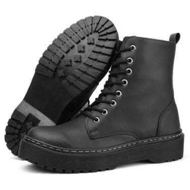 Imagem de Bota Coturno Cano curto Tratorada Blogueira Preta Fosca Verniz - Lovel