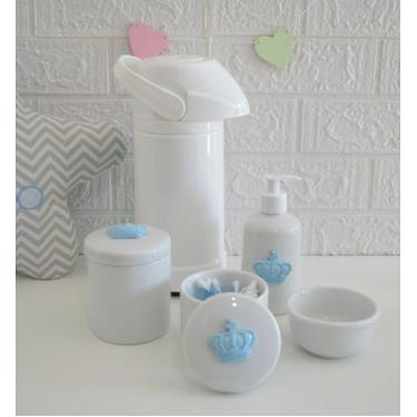 Imagem de Kit Higiene Bebê Porcelana Potes Gel Térmica K021 Coroa - Ciranda Arte