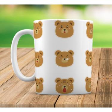 Imagem de Caneca Branca Personalizado Emoji Urso - GMH Prod. Serv. e Repr.
