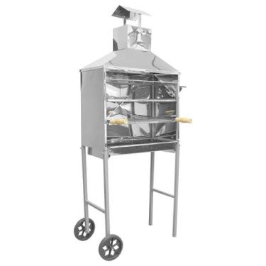 Imagem de Churrasqueira Móvel Inox a Carvão com Rodinhas e Grelhas - Valen Decor