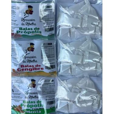 Imagem de Kit- 3 pacotes de Bala Mel com Própolis- Sabores Gengibre, Menta e Tra