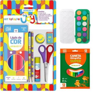 Imagem de Kit Escolar Volta As Aulas  Completo Com Lápis Apontador Tesoura Canet