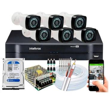 Imagem de Kit 6 Câmeras de Segurança hd Dvr mhdx 8Ch Intelbras C/Hd 500gb