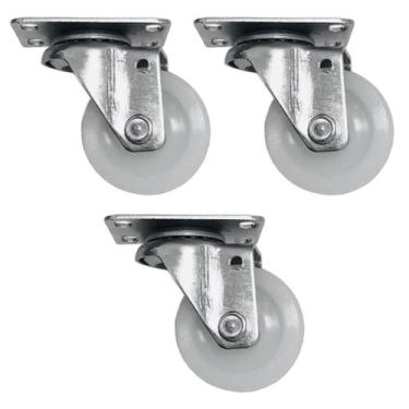 Imagem de Kit 3 Rodas 2pol. Nylon Giratorio Reforçada 80kg Por Rodízio - RODILIN