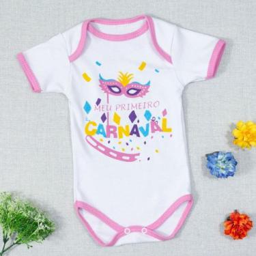 Imagem de Body para Bebê Curto Meu Primeiro Carnaval Viés Rosa - Era Uma Vez, 9-