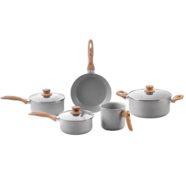 Imagem de Jogo de Panelas 5 Peças Alumínio Antiaderente Ceramic Life Easy Gris B