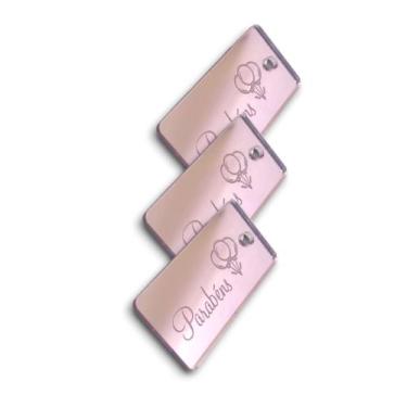 Imagem de Tag Decorativa Acrílicas 3.0x1.0 cm Parabéns Rose Espelhado 10 Un - Pe