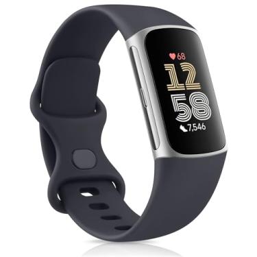 Imagem de Meliya Pulseiras esportivas de substituição para Fitbit Charge 6/Charge 5 (meia-noite, pequena)