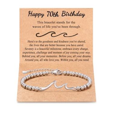 Imagem de Tarsus Presentes de aniversário para mulheres, através das ondas da vida, pulseira de aniversário para mulheres, amiga, irmã, filha, mãe, avó..., average, Sem Pedra Preciosa